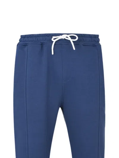 Exit Society Embroidered Drawstring Track Pants In Blue