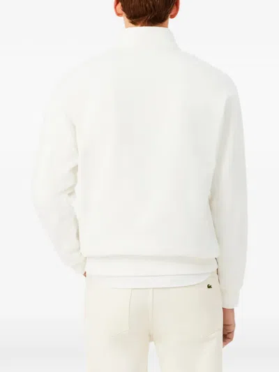Lacoste Logo-patch Half-zip Sweatshirt In White