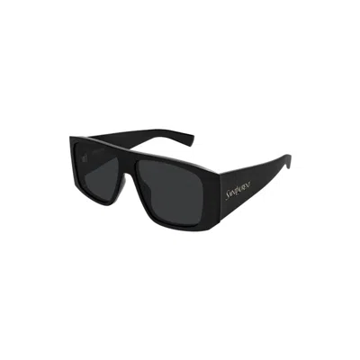 Saint Laurent Wide Rectangular Sunglasses In Black