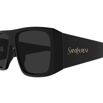 Saint Laurent Wide Rectangular Sunglasses In Black