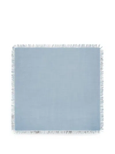 Bompard Fringed Twill Wool Scarf In Blue