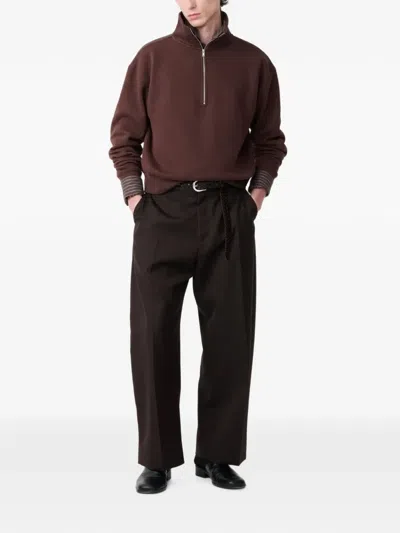 Studio Nicholson Thalen Half-zip Sweatshirt In Brown