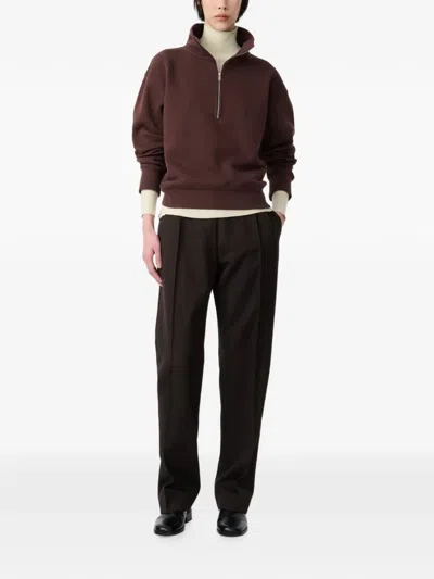 Studio Nicholson Thalen Half-zip Sweatshirt In Brown