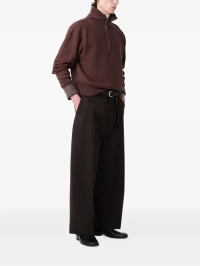 Studio Nicholson Thalen Half-zip Sweatshirt In Brown