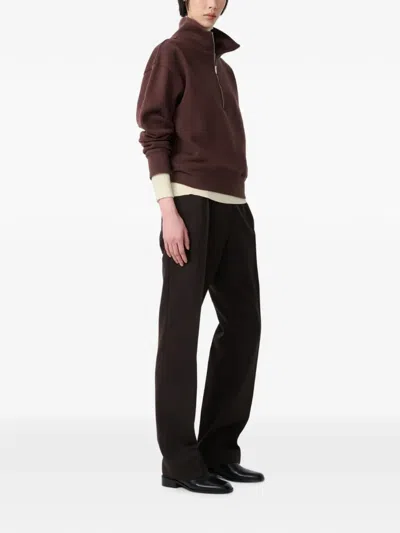 Studio Nicholson Thalen Half-zip Sweatshirt In Brown