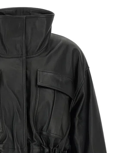 Rohe Leather Jacket With Adjustable Drawstring Waist In Black