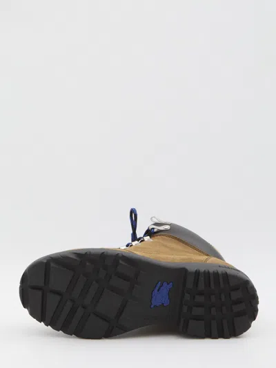 Burberry Brown Leather Flats In Multi