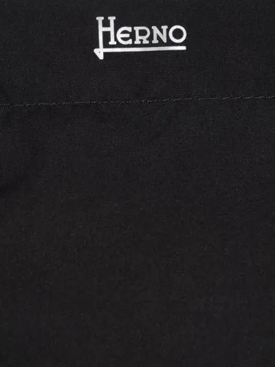 Herno Concealed-closure Classic-collar Medium Down Jacket In Black