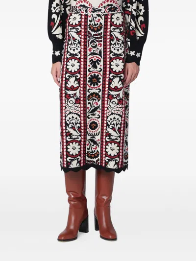 Farm Rio Patterned Silk Skirt In Multi