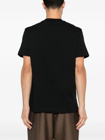 Burberry Men Black T-shirt T-shirt With Logo Patch With Tartan Motif In Cotton Man In Black