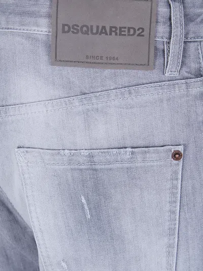 Dsquared2 Grey Cotton Contrast Stitching Jeans In Gray