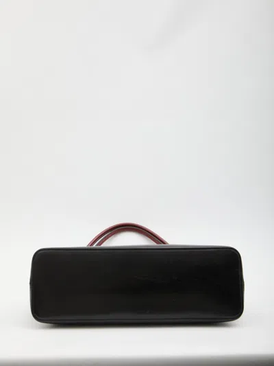 Versace Vivian Medium Two-tone Textured-leather Shoulder Bag In Black