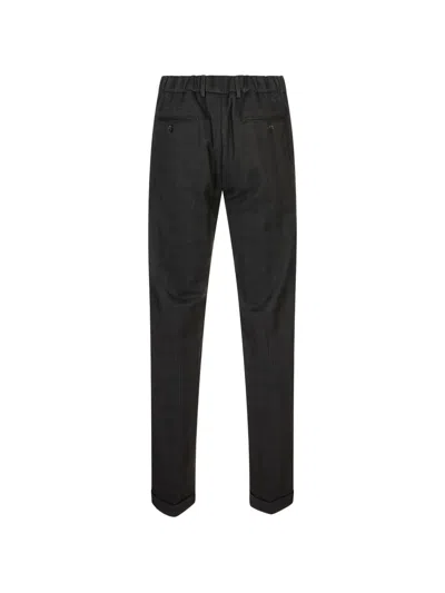 B Settecento Check-pattern Turned-up Trousers In Black