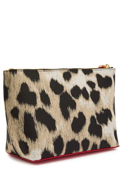 Givenchy Small Leopard-jacquard Woven Pouch In Black