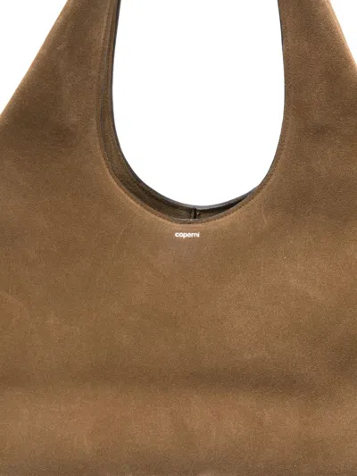 Coperni Dark Brown Logo Leather Bag In Pattern