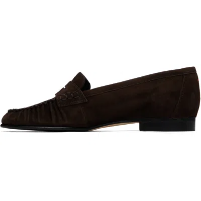 Aeyde Aldous Ruched Loafers In Brown