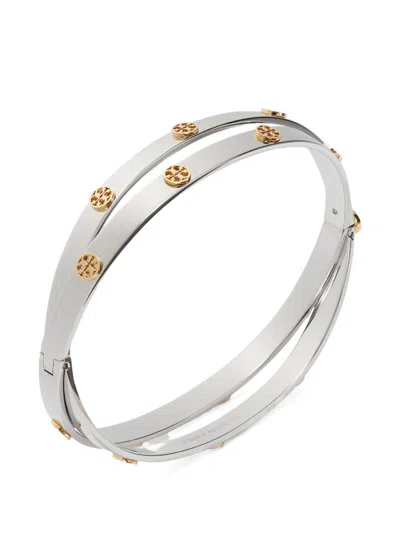Tory Burch Icon Stud Double Bracelet In Silver