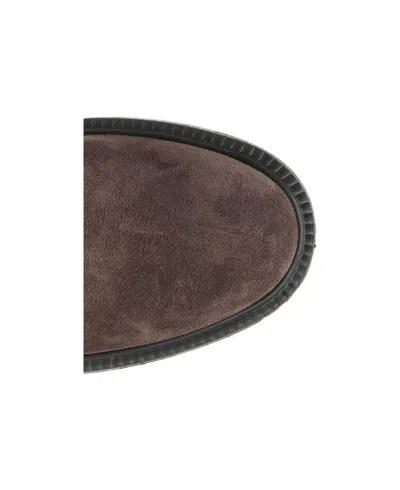Tod's Grey Calf Leather Polyester Flat Shoes In Multi
