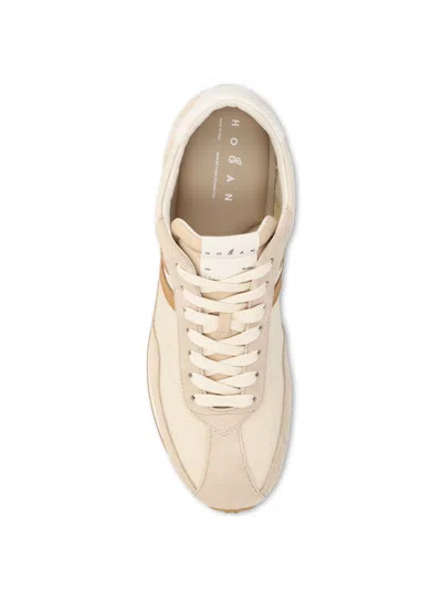 Hogan Low Top Sneakers Contrast Panel Rubber Sole In Neutral