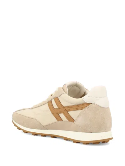 Hogan Low Top Sneakers Contrast Panel Rubber Sole In Neutral