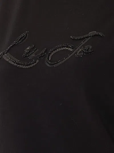 Liu •jo Sequin-logo Long-sleeve T-shirt In Black