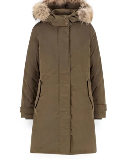 Woolrich Dark Green Polyester Coat In Green