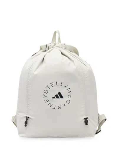 Adidas By Stella Mccartney Logo-print Drawstring Backpack In White