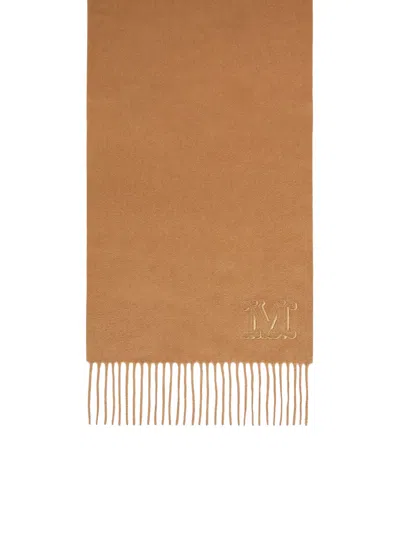 Max Mara Monogram Embroidered Cashmere Stole In Brown