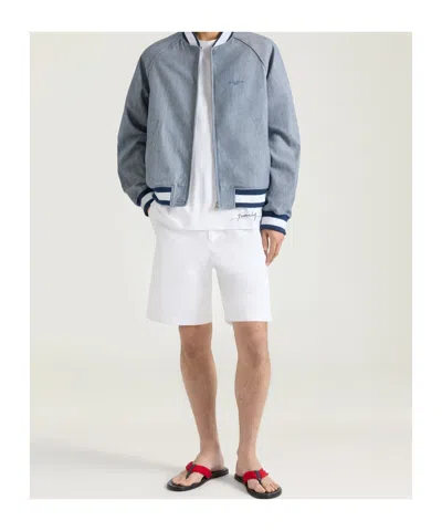 Givenchy Couture Seam Engineer Stripe Cotton Bomber Jacket In Blue