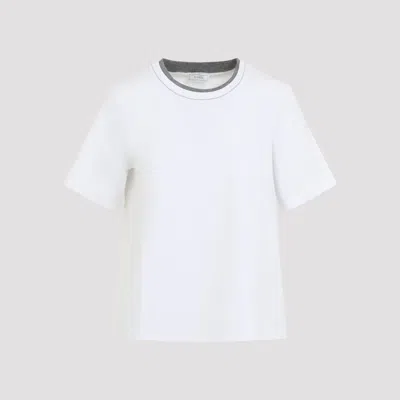 Peserico Lounge Crew Neck T Shirt Contrast Neckline In White