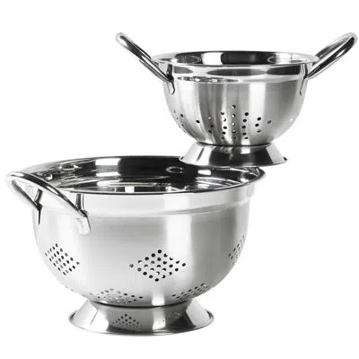 Basic Essentials Prep And Tools  2 Piece Stainless Steel Colander Set