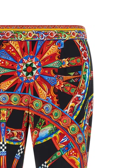 Dolce & Gabbana Multicolor Flared Flat Front Pants In Black
