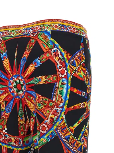 Dolce & Gabbana Multicolor Flared Flat Front Pants In Black