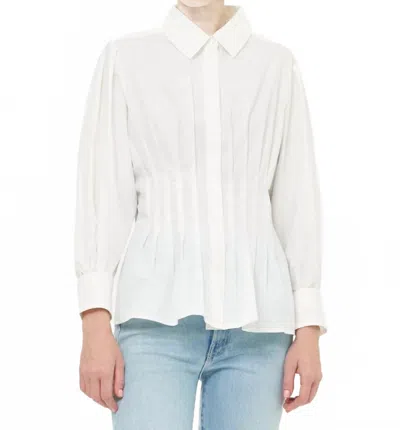 Oliphant Elizabeth Soft Peplum Silhouette Top In Cloud In Multi