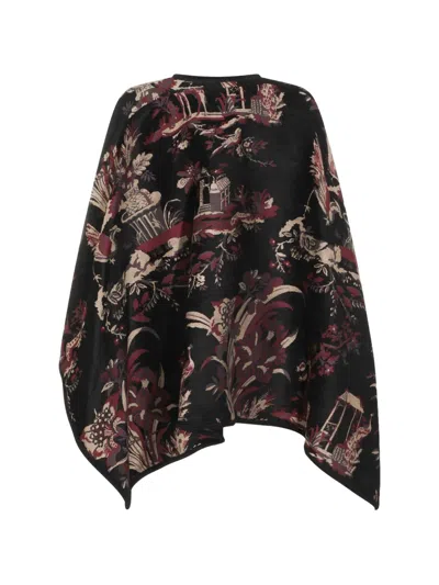 Etro Paisley Pattern Cape Relaxed Draped Silhouette In Multi