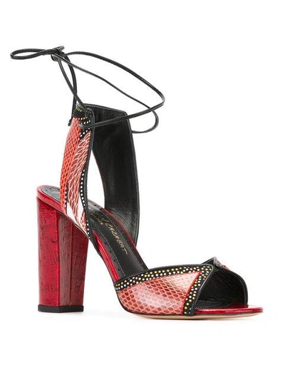 Shop Jean-michel Cazabat Snakeskin Effect Sandals  In Red