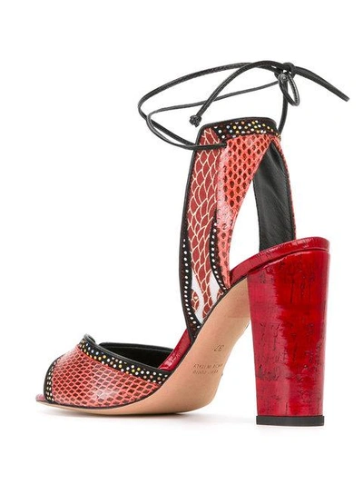 Shop Jean-michel Cazabat Snakeskin Effect Sandals  In Red