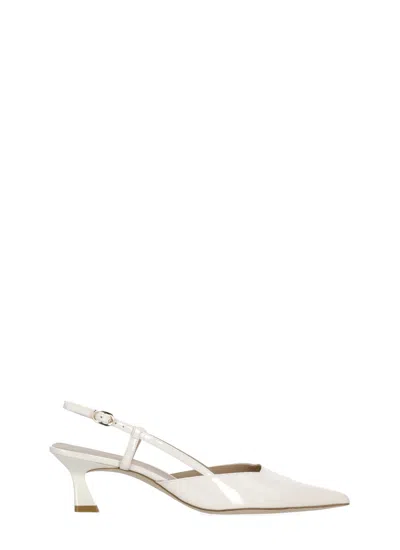 Stuart Weitzman Ivory Vinnie 50 Polished Leather Slingback In White