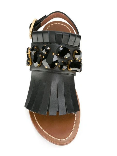 Shop Marni Embellished Sandals In Black