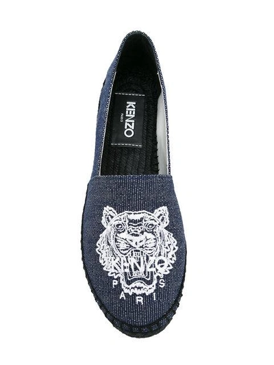 Shop Kenzo Tiger Embroidered Espadrilles - Blue