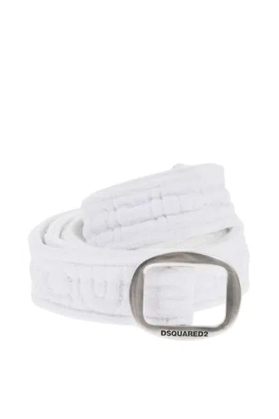 Dsquared2 White Twin Beach Solid Adjustable Belt In White