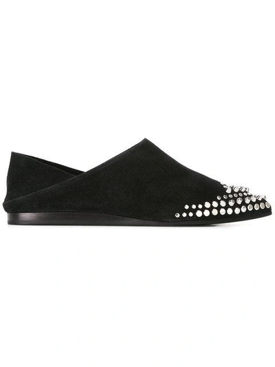 Mcq By Alexander Mcqueen Mcq Alexander Mcqueen Woman Studded Suede Point-toe Flats Black In Nero