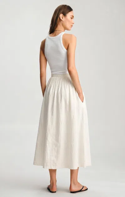 Mavi Linen Drawstring Maxi Skirt In White