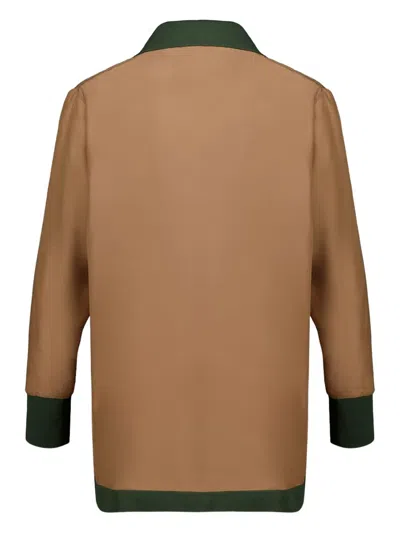 Paula 다이앤 V넥 긴소매 탑 In Brown