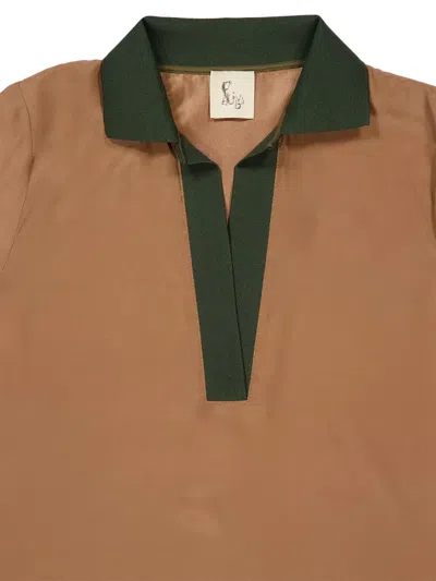 Paula 다이앤 V넥 긴소매 탑 In Brown