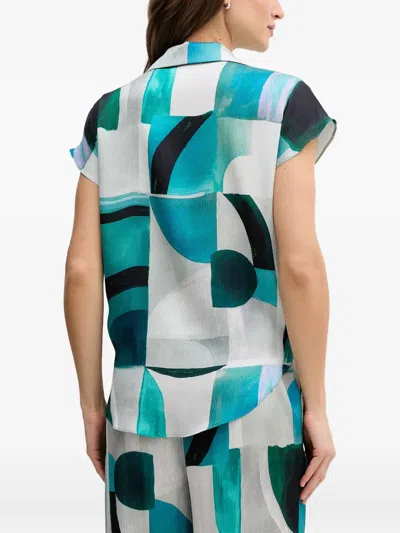 Joseph Ribkoff 아트 프린트 타이 프런트 탑 In Multi