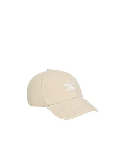 Celine Triomphe Richelieu Cap In Corduroy In Neutral