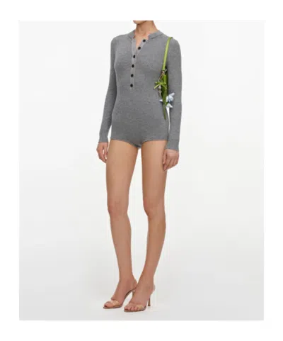 Self-portrait Button Knit Playsuit In Multi