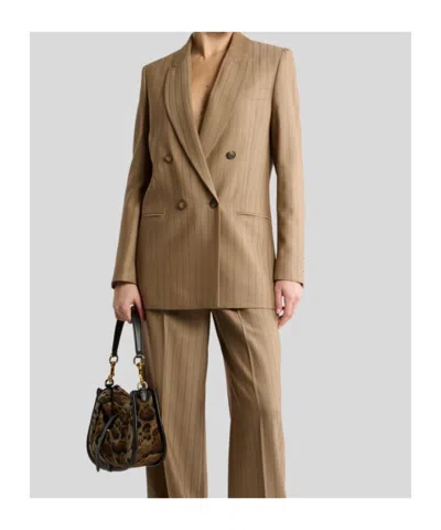 Etro Double-breasted Wool Jacquard Jacket With Striped Pattern In Multi