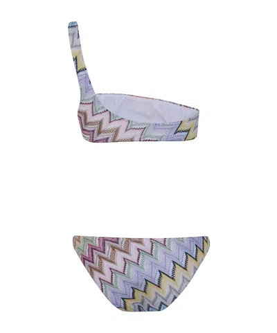 Missoni One-shoulder Zigzag Bikini Set In Multi